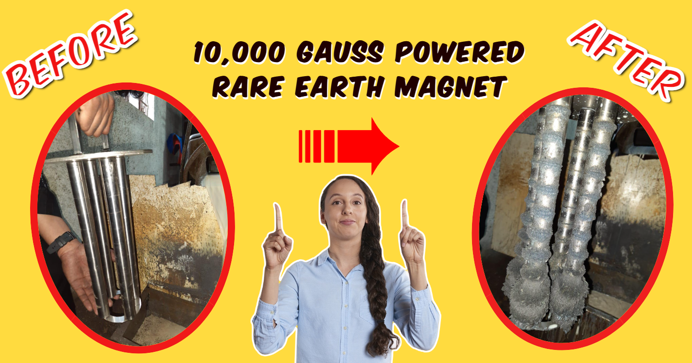 10,000 Gauss Powered Rare Earth Magnet - Before and After