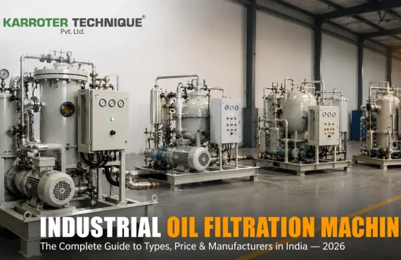 Industrial oil filtration machines lined up in a manufacturing facility showing multiple filtration technologies.