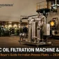 Thermic oil filtration machine installed beside a thermic fluid heater in an industrial process plant.