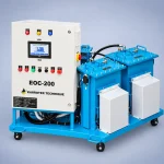 EOC-200 electrostatic oil cleaning machine with digital control panel.
