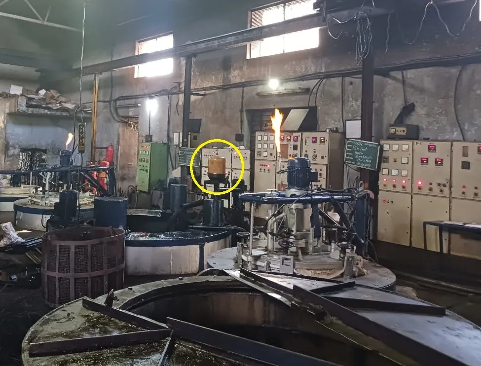 Heat treatment shop quench furnace line with oil quench tanks and an installed oil filtration unit
